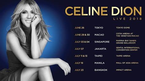 Tickets to Céline Dion LIVE in Singapore on 3 & 4 July at